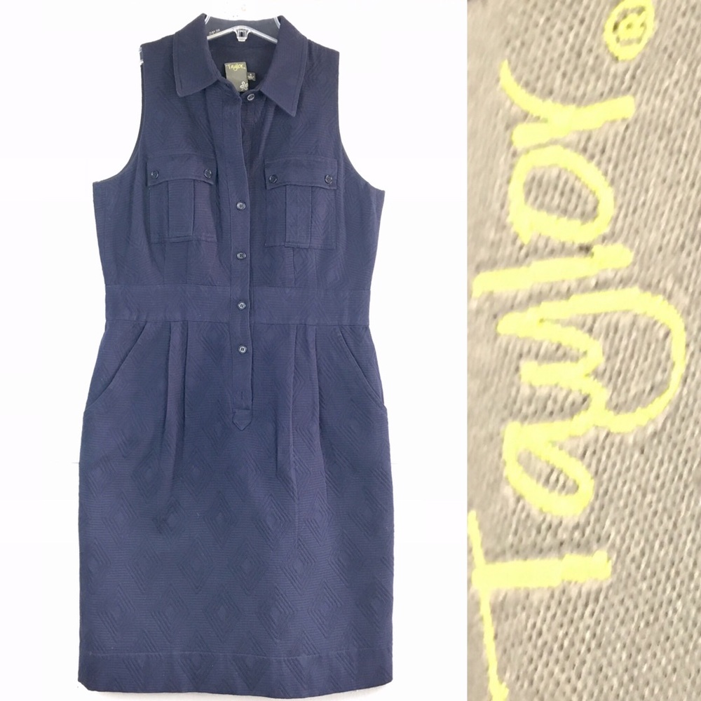 TAYLOR Sheath Navy Blue Sleeveless Dress